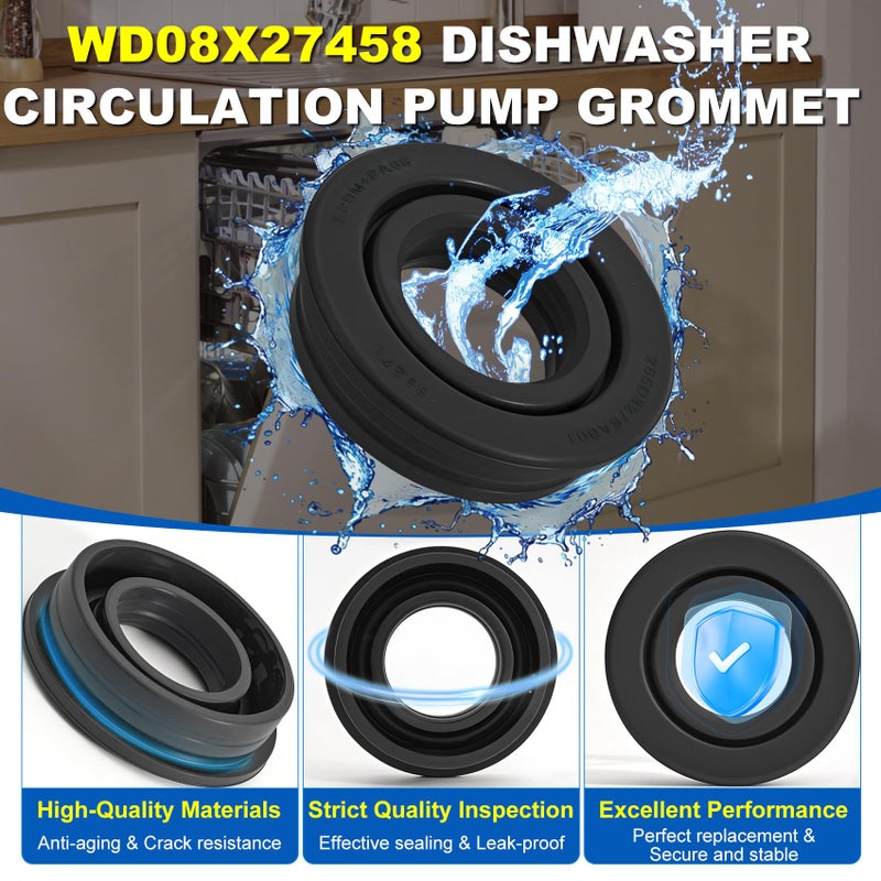 MOHTOL Wd08X27458 Dishwasher Floating Seal Assembly Compatible With Ge Hotpoint Haier Ddt700Sbn Gdf510Pgm, Dishwasher Circulation Pump Inlet Grommet Replace Ap7018540 Wd08X25471 Dishwasher Sump Gasket - Image 4